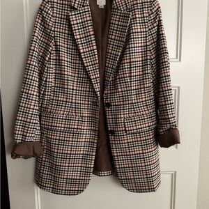 🤎 women’s plaid oversized blazer - size s